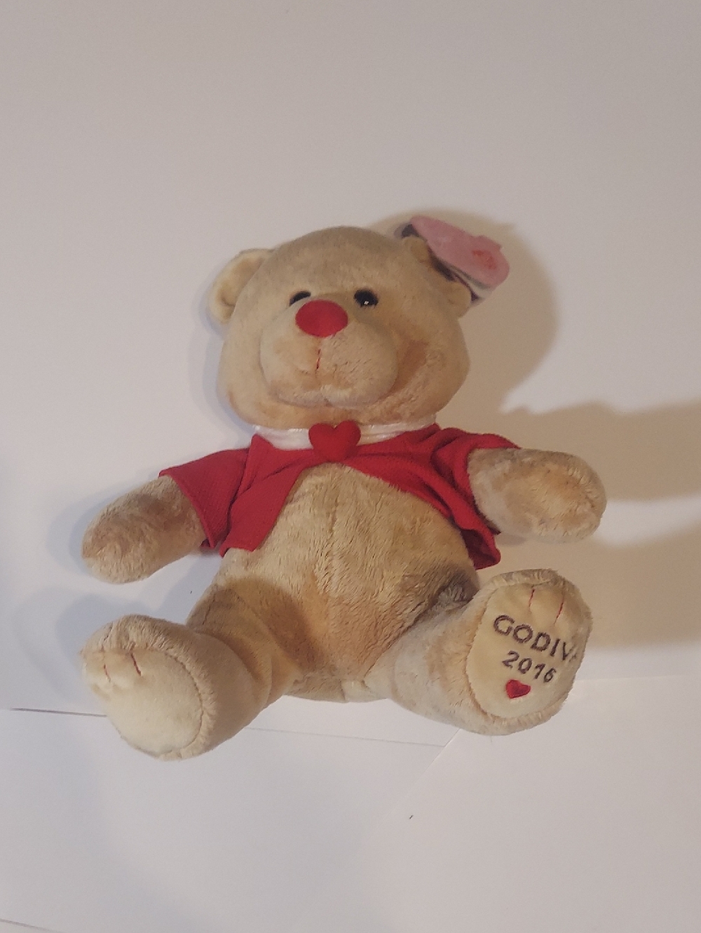 Gund Godiva Beige Plush Bear with Red Shirt and Original Tags
